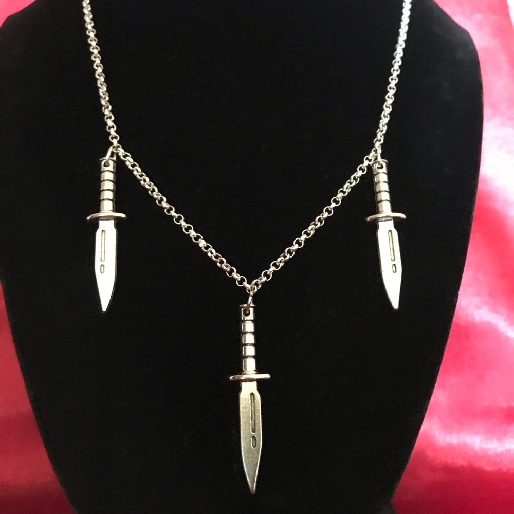 Triple knife dagger necklace